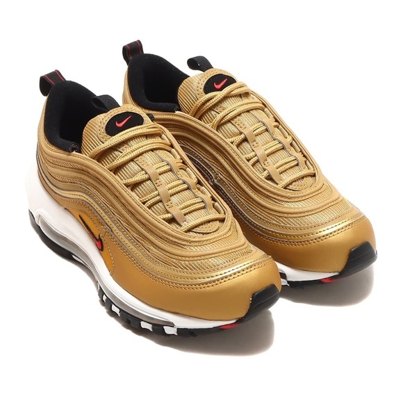 Nike Air Max 97 Og Sneakers in Metallic Gold, Varsity Red, Black, & White 6.5 - Picture 2 of 7